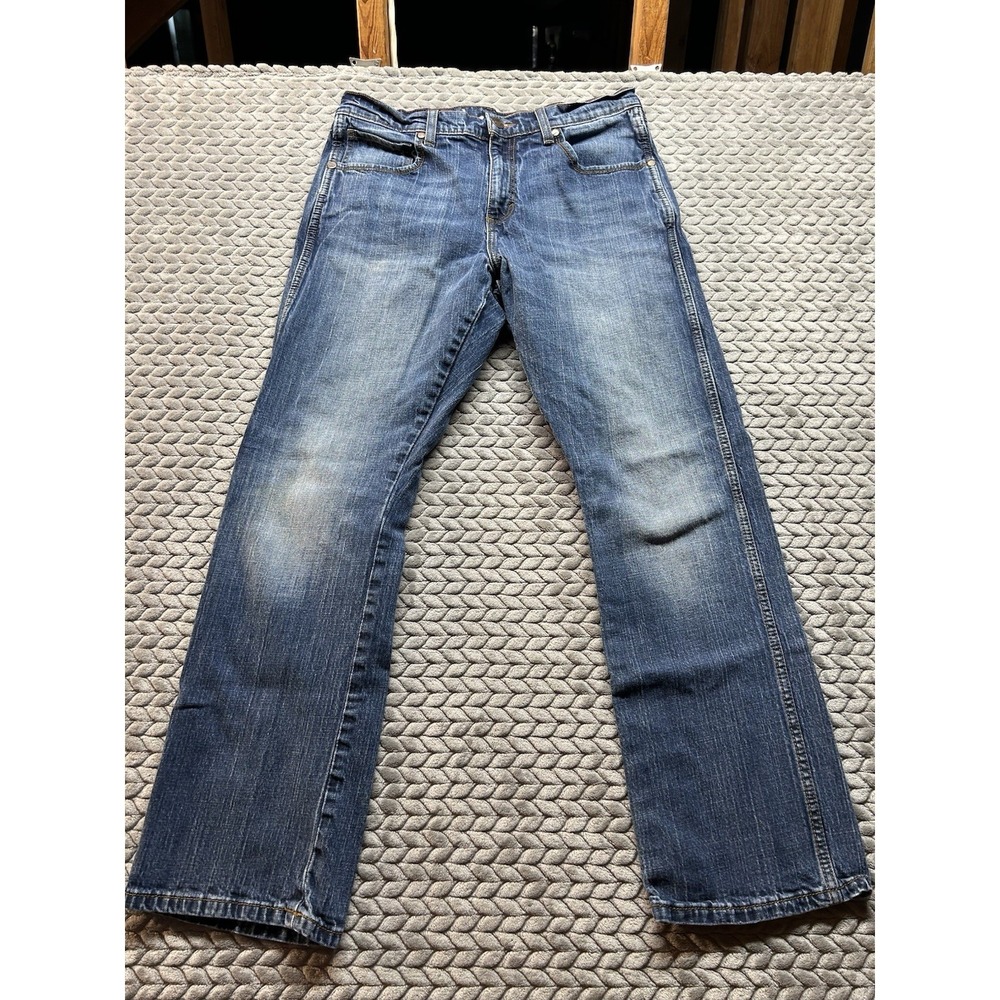 Wrangler Retro Jeans Mens 34x32 Slim Straight Blue Stretch Denim Pants Cowboy